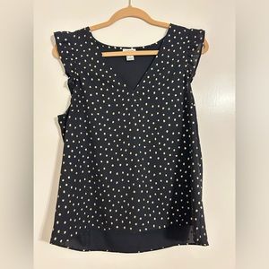 J. Crew Printed Polka Dot Sleeveless Ruffle Top
